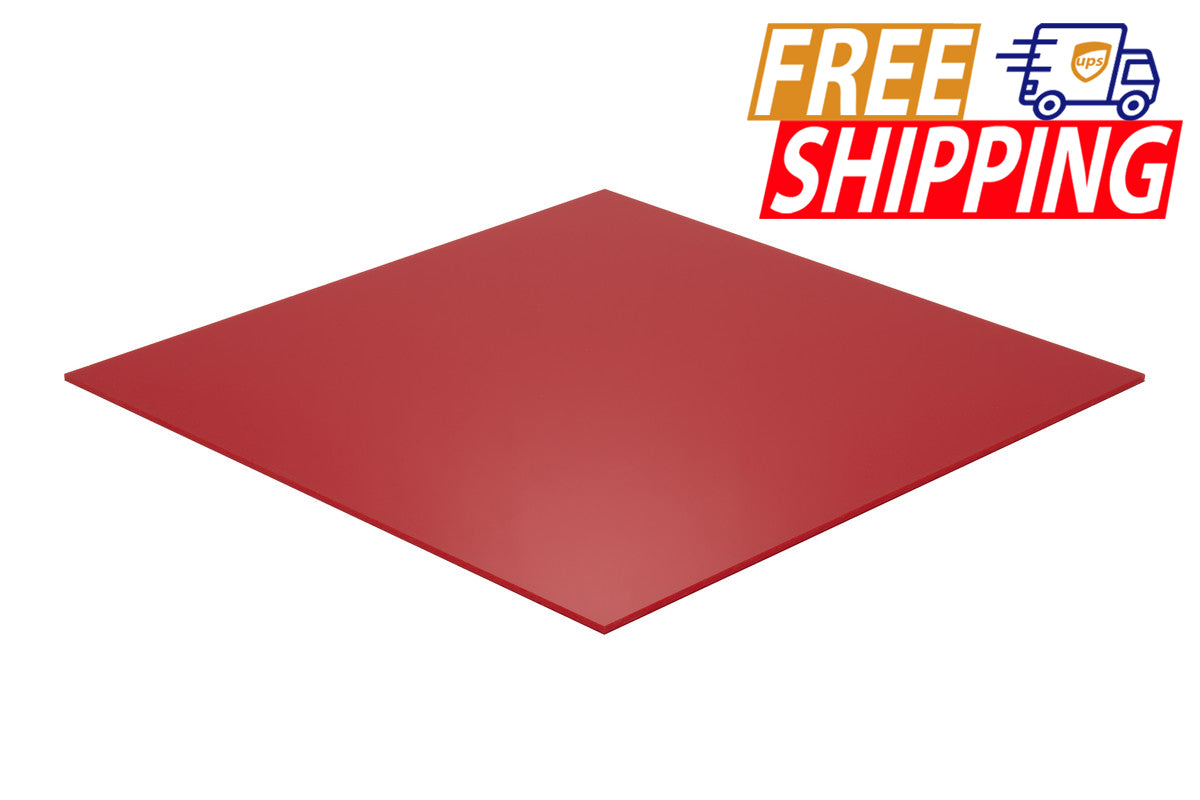 Sibe Automation 4 Pack- Red Acrylic #2283- Transparent Plastic Sheet 1/8 Thick 12 x 12 Nominal